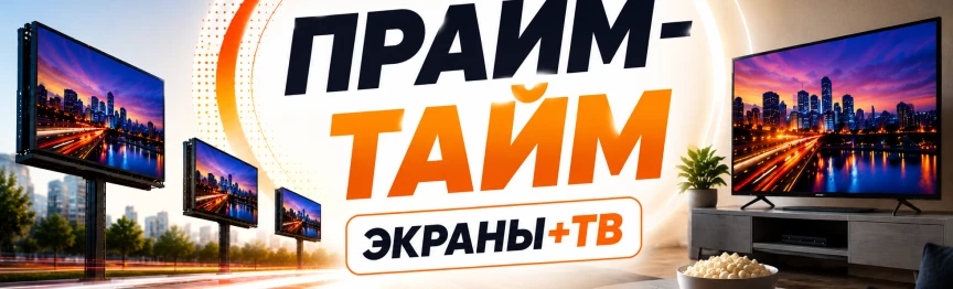 Реклама на ТВ в подарок, при покупке экранов